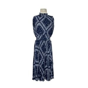 Nanette Lepore blue white sleeveless floral  midi Dress size 6